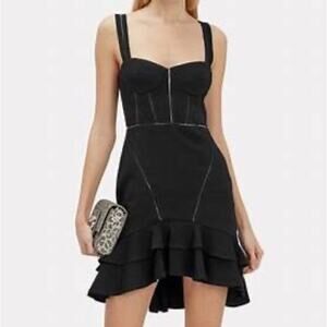 Jonathan Simkhai Black Sleeveless Bustier Ruffled Cocktail Mini Dress Size 2
